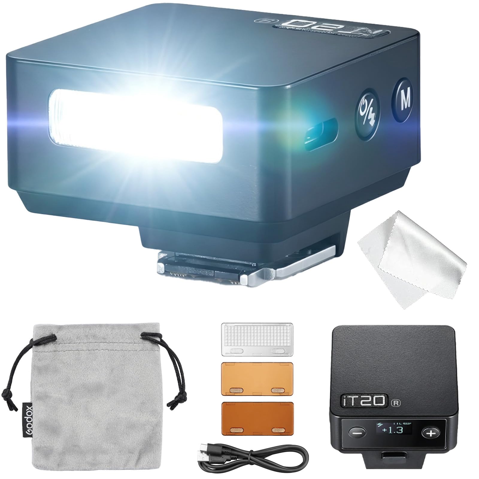 Godox IT20 R IT20R para Ricoh GR III, IIIX, IIIX HDF, GODOX IT20 Mini TTL Flash para Ricoh GR3, 3X, 3X HDF, 700+ Pops, Reciclagem 1.5S, ultra compacta, bateria recarregável USB-C, filtro magnético