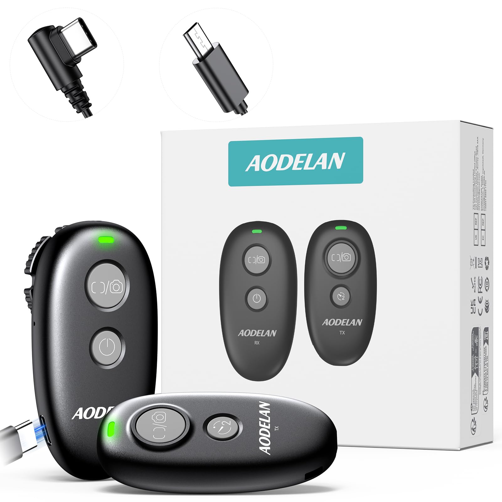 Desobturador remoto recarregável para câmera Sony, controle remoto AODELAN sem fio e com fio para Sony ZV-E10 II, ZV-E1, A7 IV, A7R V, A7S III, A9 III, FX3, FX2,A1, RX100 VI, RX10 IV, A7R IVA, A9 II