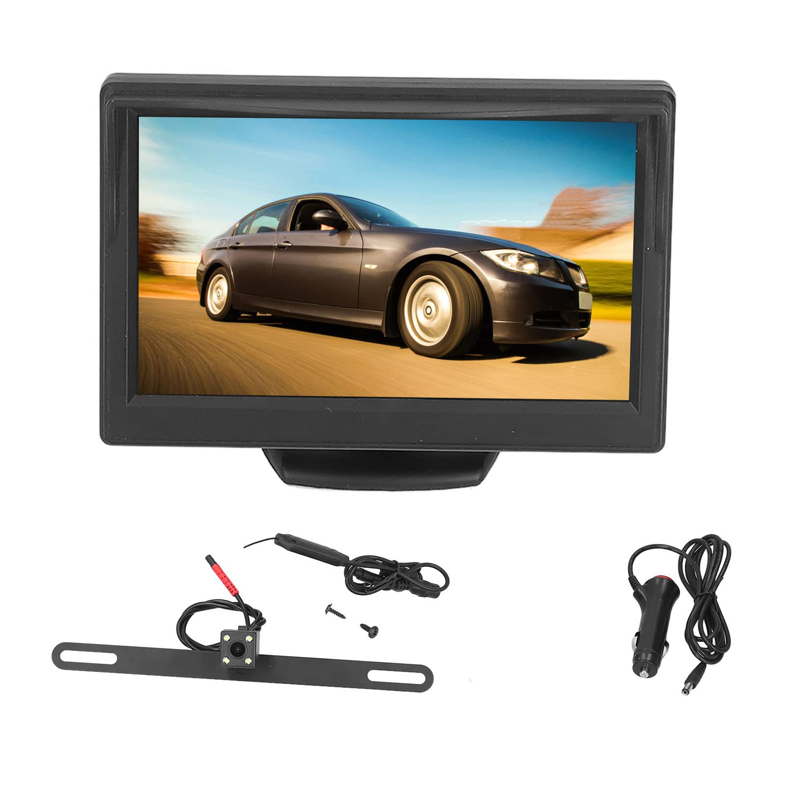 Monitor de visão traseira Brilluxa, câmera de ré sem fio de 5 polegadas com tela de detecção de ponto cego e visão noturna para caminhões e carros.
