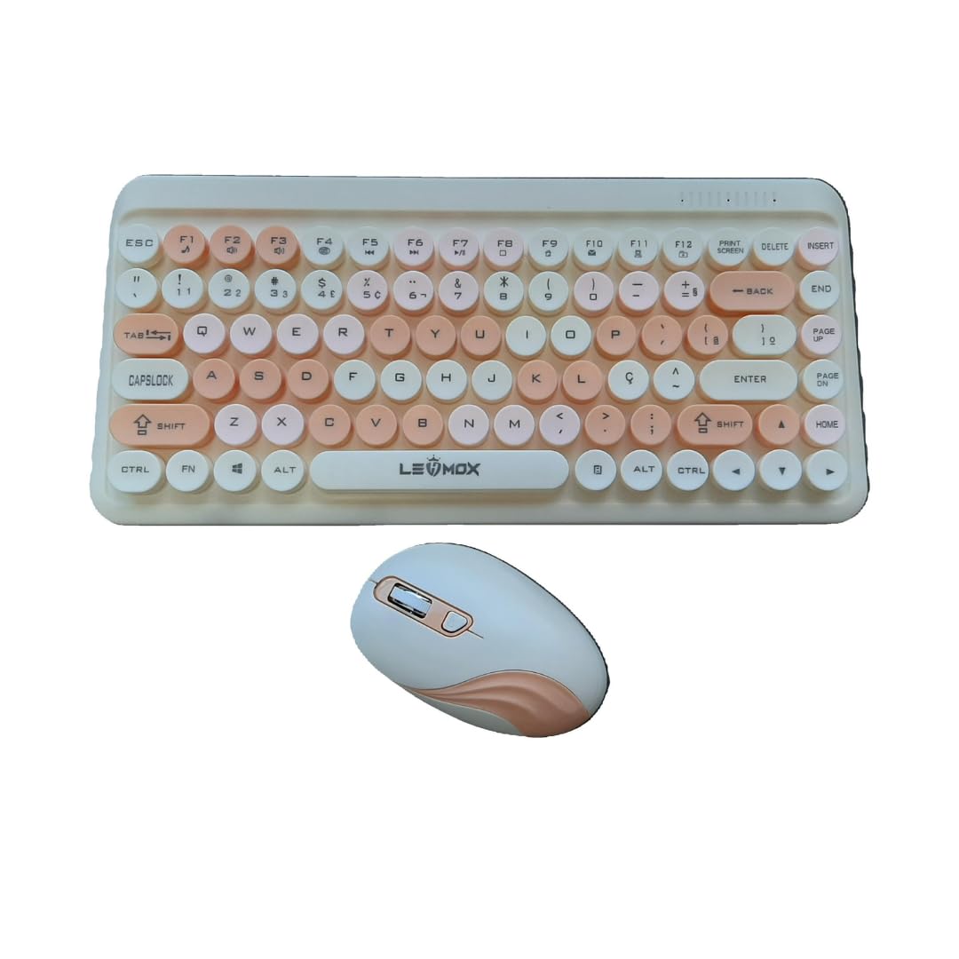 Kit Teclado Mouse Wireless Sem Fio USB Bluetooth Colorful LEY-176A Branco