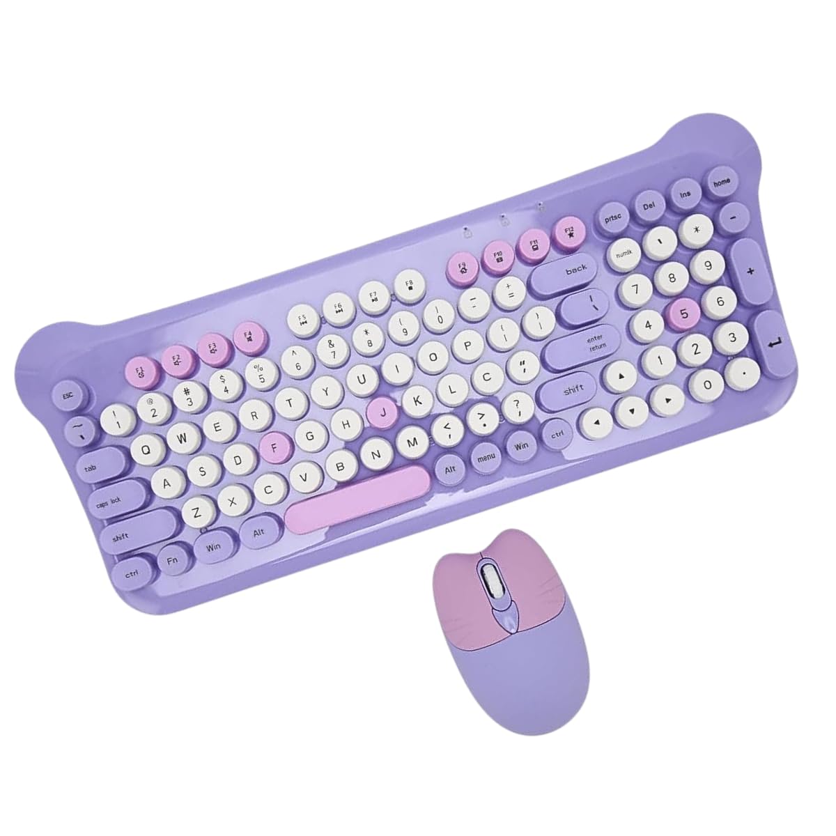 Kit Gamer Teclado Semi-Mecânico e Mouse Wireless 2.4GHz, Modelo AL-313H, ABNT2, Alcance 10m, Rosa e Roxo (Roxo)
