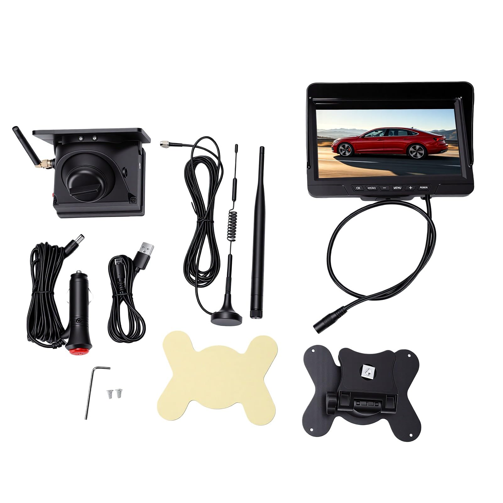 KIMISS Câmera de Ré Sem Fio Monitor de 7 Polegadas Câmera Traseira Solar Sem Fio de Ré Magnética 1080P HD Ângulo de 130° Visão Noturna IR Com Bateria de 9600mAh