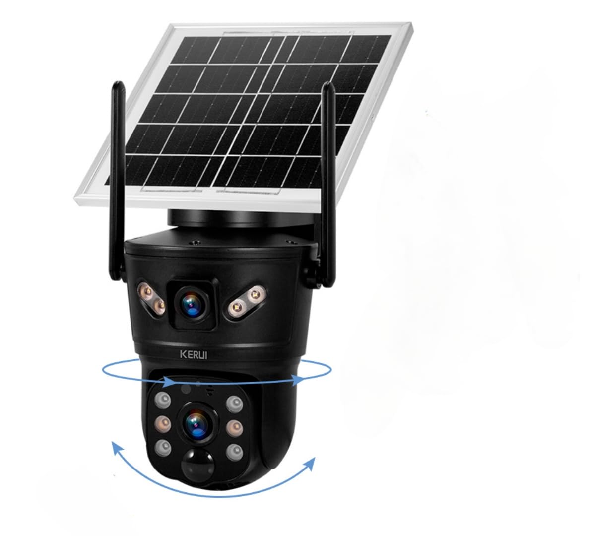 Câmera de Segurança Solar PTZ Wi-Fi 360° HD com Dupla Lente, Visão Noturna, Bateria 6000mAh, Prova d’Água e Monitoramento Remoto (não acompanha cartão SD)