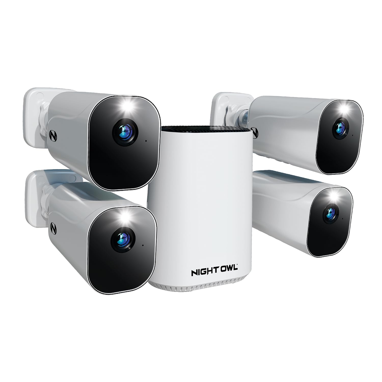 Night Owl Sistema de hub de segurança Wi-Fi 2K (4MP) com 2 baterias sem fio, câmeras internas/externas, armazenamento local de 64 GB, alertas de movimento, visualização remota, sem taxas mensais