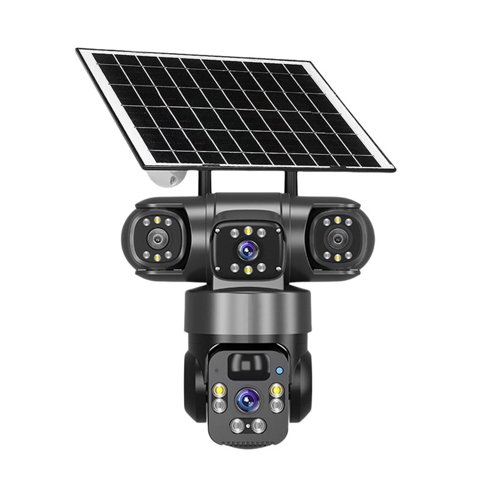 Câmera de segurança externa WiFi solar de três lentes 15MP 8MP | Câmera CCTV impermeável de visão noturna PIR com bateria de baixa potência(AU,Solar Panels)