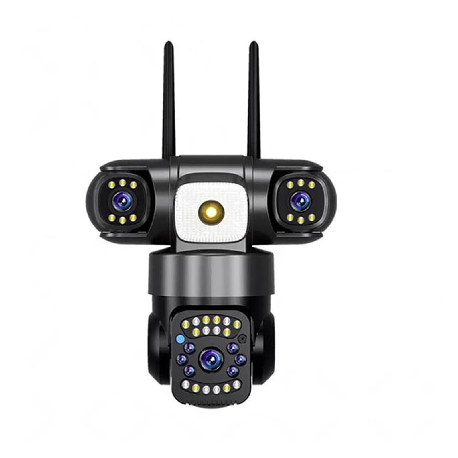 Câmera de segurança IP de 3 lentes PTZ solar WiFi 15MP 8K externa | Três telas Cam PIR Auto Tracking Vigilância de bateria integrada(EU,No solar Cam 64G)