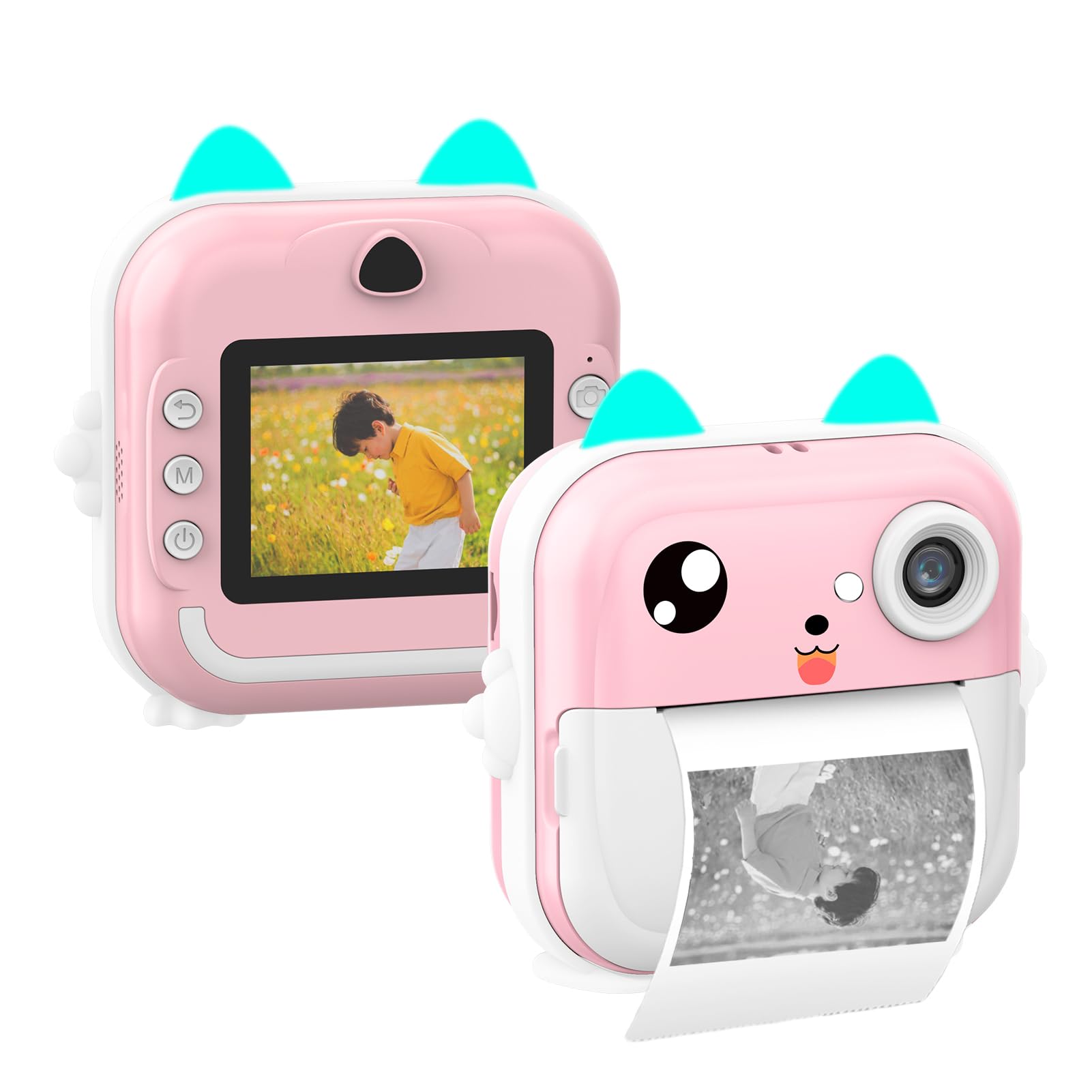 Câmera instantânea infantil fofa Câmera digital infantil de 24 MP Câmera de impressão instantânea infantil com tela IPS de 2,4 polegadas Gravador de vídeo Filtros fofos Foco automático Presente