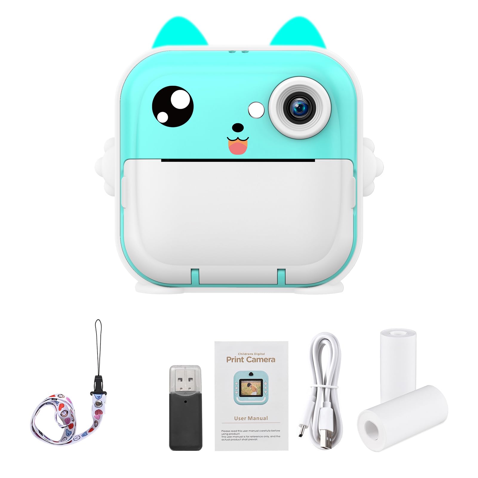 Câmera instantânea infantil fofa Câmera digital infantil de 24 MP Câmera de impressão instantânea infantil com tela IPS de 2,4 polegadas Gravador de vídeo Filtros fofos Foco automático Presentes do*