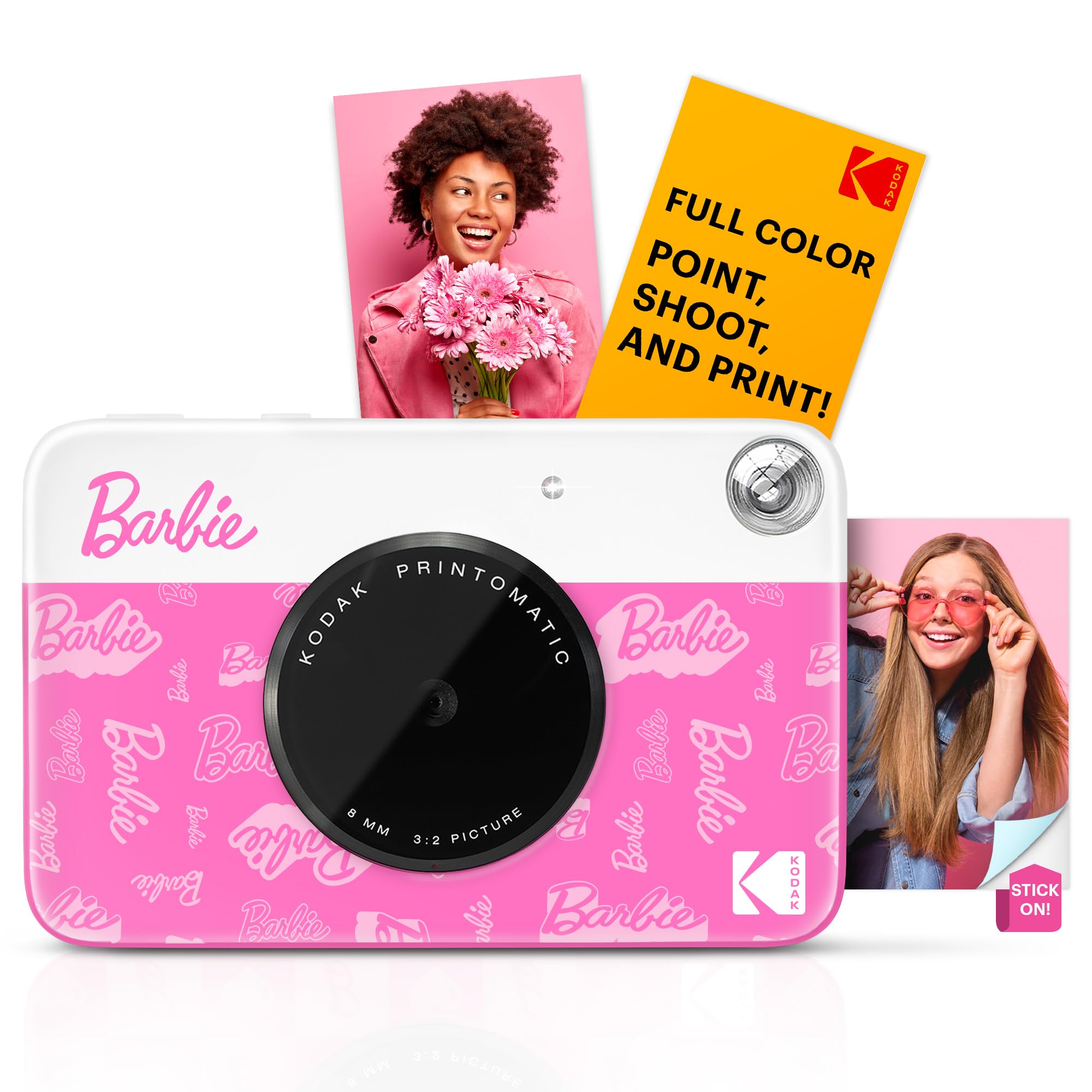 Kodak Câmera Barbie Printomatic digital, impressão instantânea colorida fotos autoadesivas 5 x 7,5 cm, Tecnologia de impressão ZINK, 5 MP, Flash, Aceita Cartão MicroSD, Light Pink