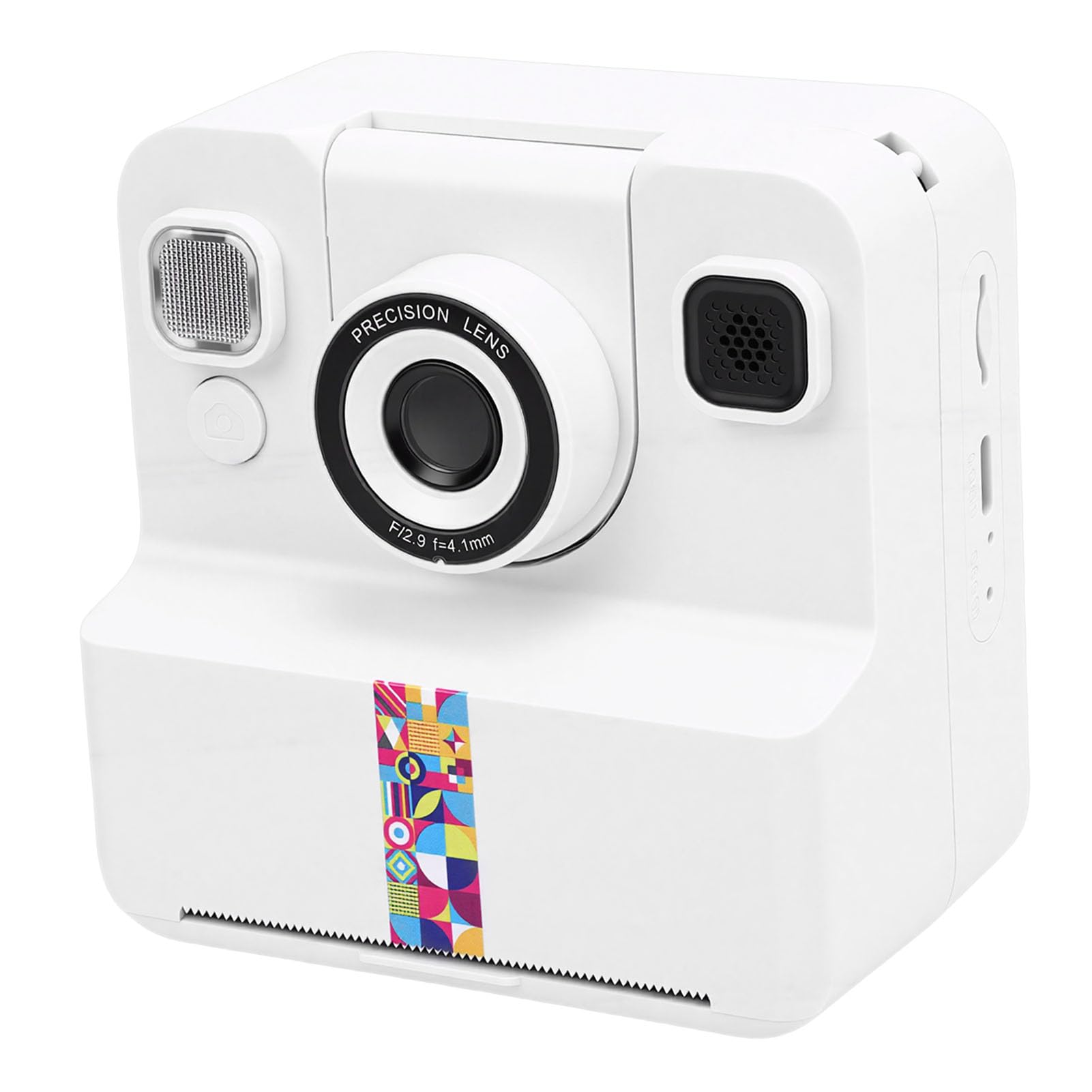 Câmera de impressão digital instantânea 1080P – Câmera de impressão instantânea com zoom de 16x para crianças, tela de 6 cm, papel incluído, com cinco cores, molduras adoráveis e leitor de MP3