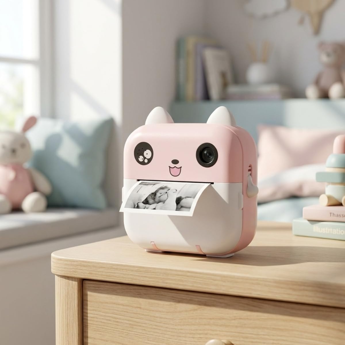 Câmera Infantil Digital Instantânea Impressão Térmica rosa Tela 2 Pol