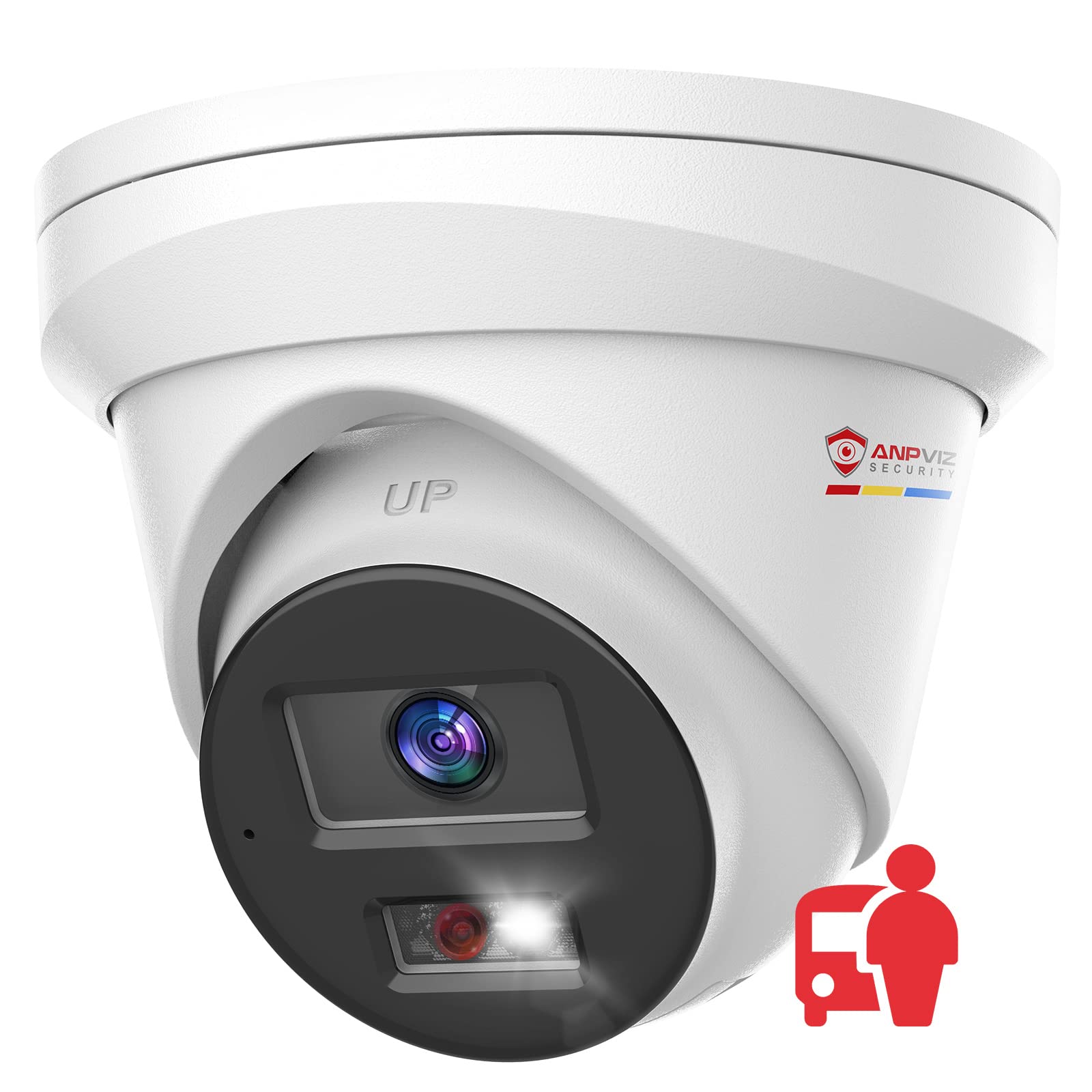 Anpviz Câmera PoE de 5 MP, Câmera IP de Luz Dupla Inteligente Externa Interior, Detecção Humana e de Veículos, Metal Completo, Visão Noturna Colorida, Microfone Embutido, Grande Angular de 110°, 120dB Ture WDR, IP67 Impermeável