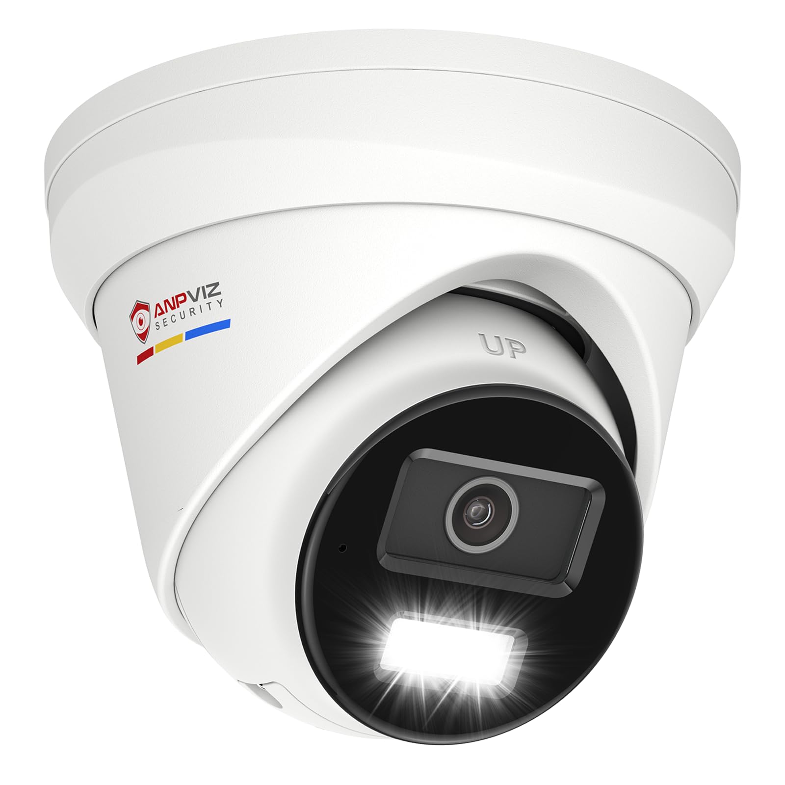 Anpviz Câmera IP 4K PoE externa, câmera torre de luz dupla inteligente de 8 MP, detecção humana/veículo, lente grande angular de 2,8 mm, caixa completa de metal, microfone embutido, WDR de 120 dB