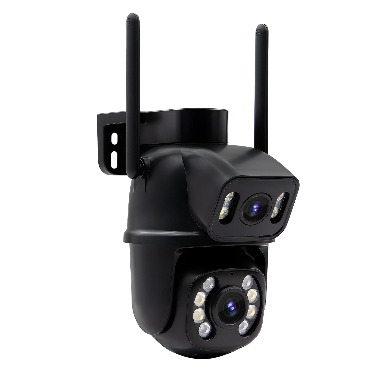 Câmera IP Sem Fio de Segurança Externa HD 3MP, Câmera de Visão Noturna Infravermelha WiFi, Dupla Lente Grande Angular, IP66 à Prova D'água e à Prova de Poeira, Chamada de Voz Bidirecional, Preto