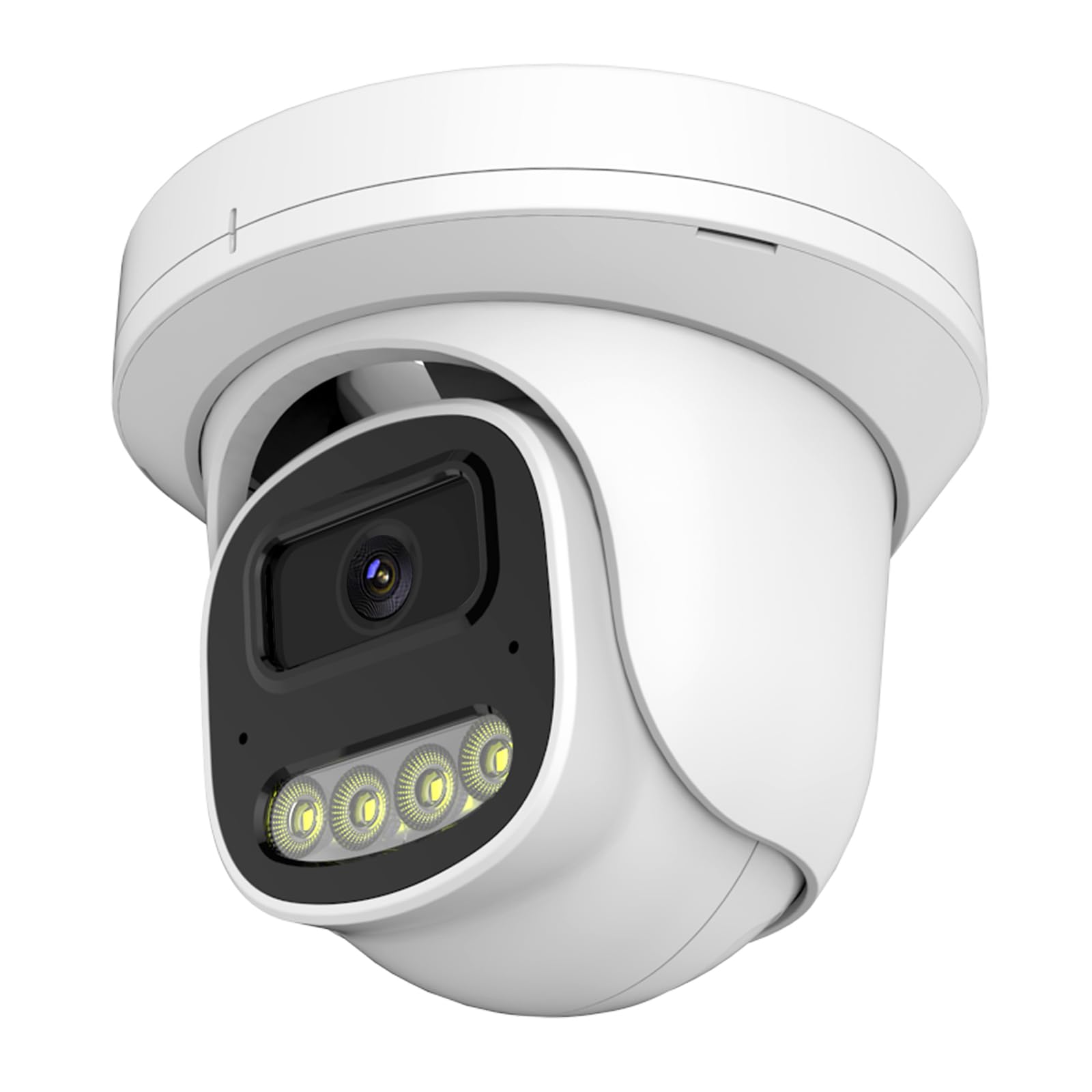 Câmera de 4 MP PoE IP Turret Dome com microfone/áudio, câmera de segurança IP externa e interna com fio, detecção de movimento humano, IP66 à prova d'água, lente de 2,8 mm, gravação 24/7, visão