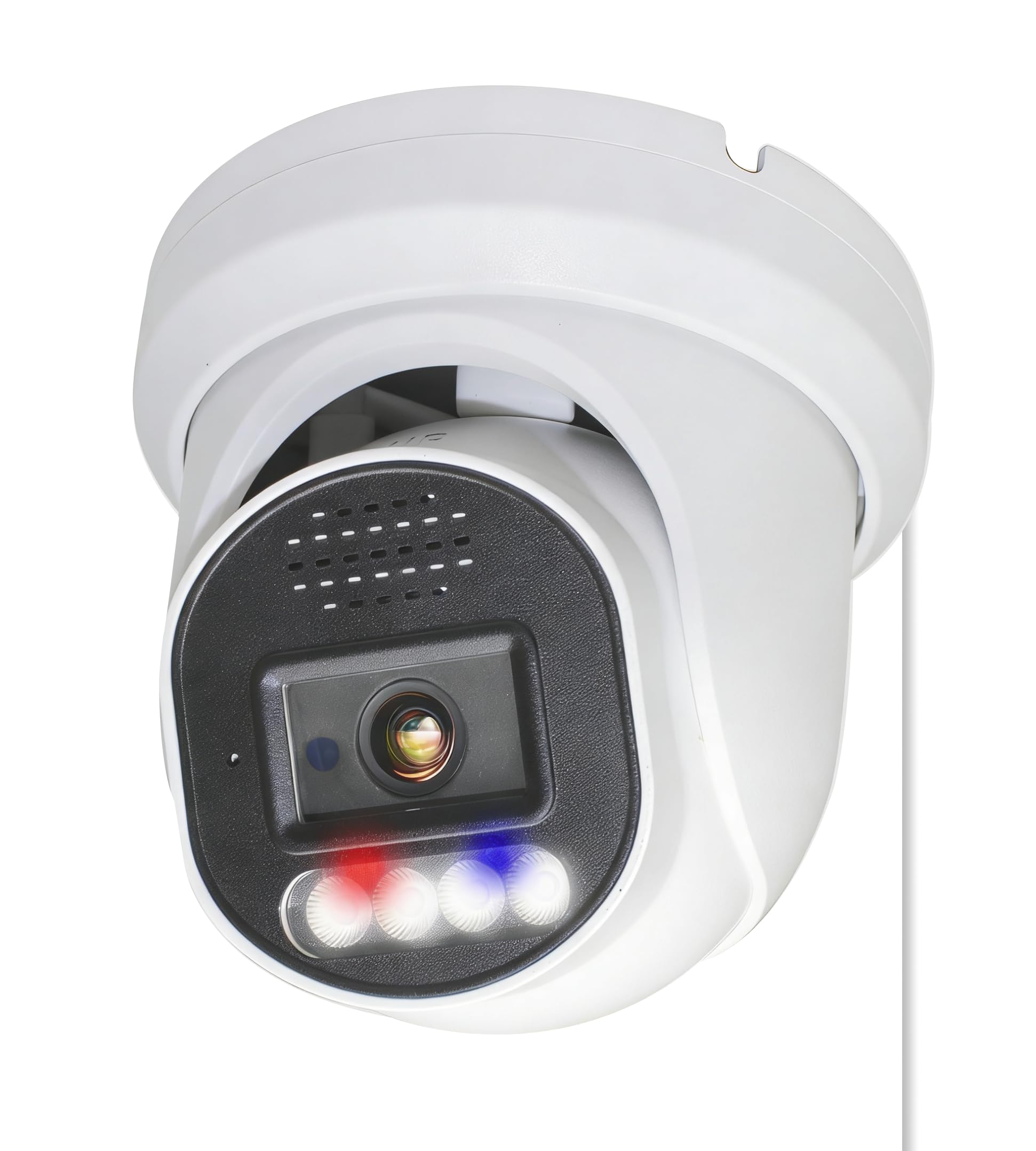 Sinis Security SISIN Security Câmera IP PoE com fio de 5 MP, luz estroboscópica vermelha e azul e alarme de áudio, câmera de segurança externa com torre de metal, áudio bidirecional, luz dupla inteligente, detecção