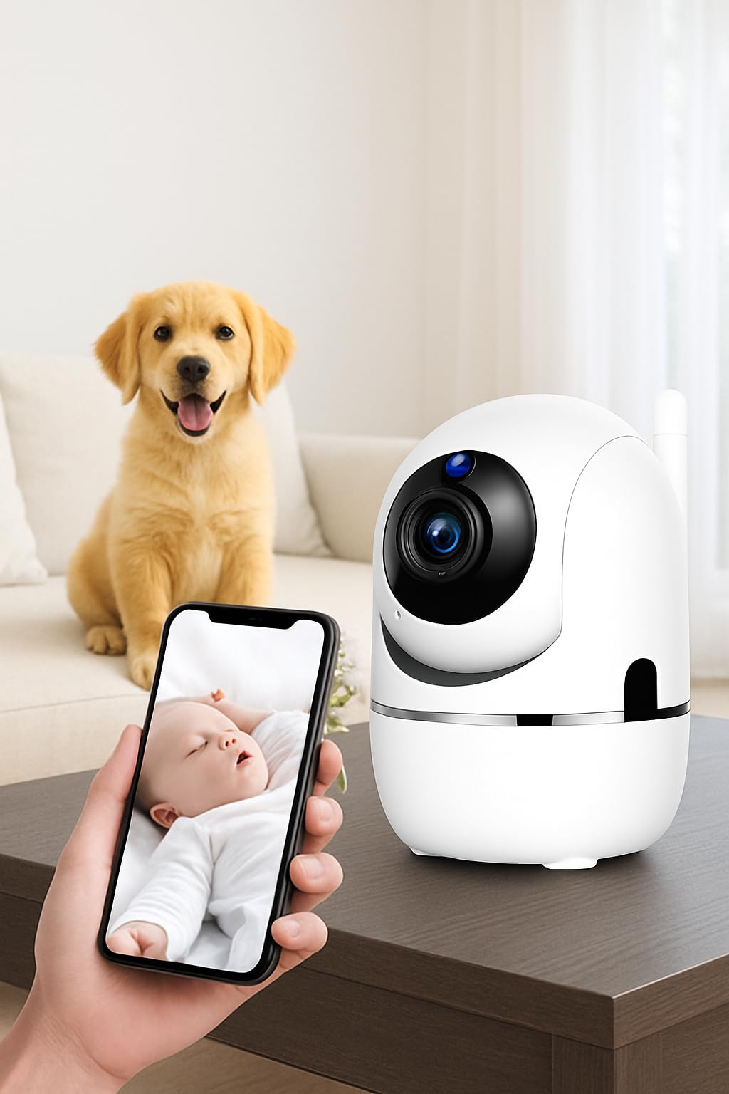 Câmera Babá Eletrônica Wi-Fi com Áudio Bidirecional, Visão Noturna e Detecção de Movimento – Monitoramento Inteligente para Bebês e Pets, Bivolt, Acesso Remoto via App