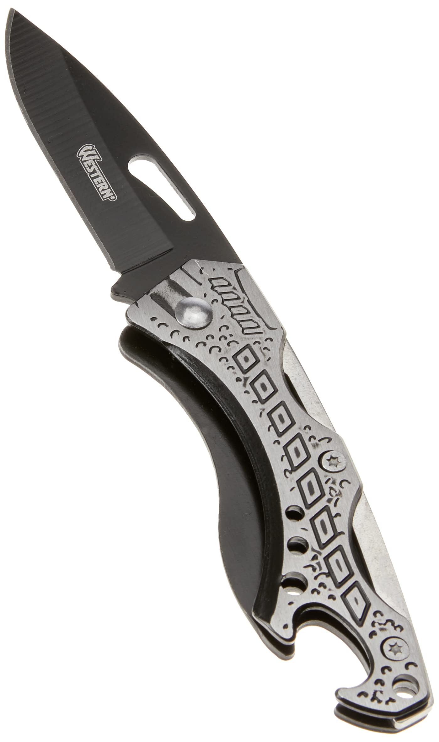 Western YG08 Canivete Dobrável, Preto/Prata, 14.3 cm