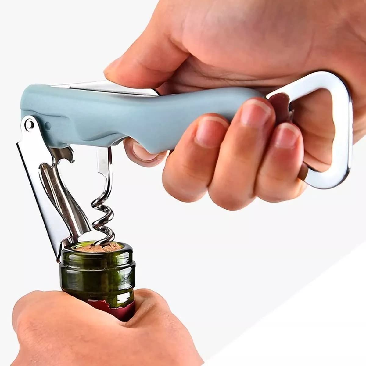 Abridor e Saca rolhas com Canivete - Inox - Abridor de Garrafas Lata - Profissional Garçom - Multiuso - Sortida - PANAMI