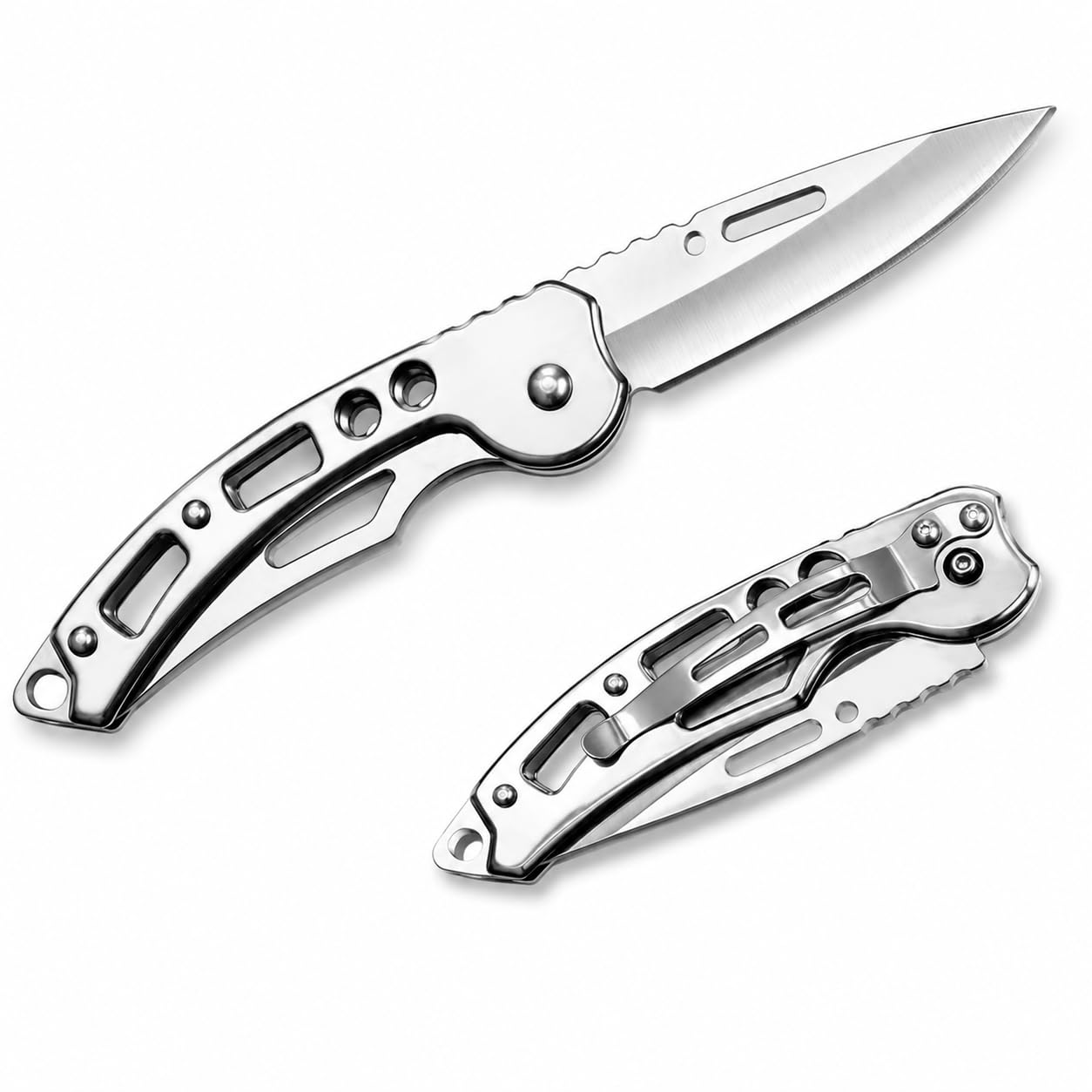 Canivete Dobrável Compacto em Aço Inox com Clip de Bolso para Camping Pesca Trilha e Uso Diário