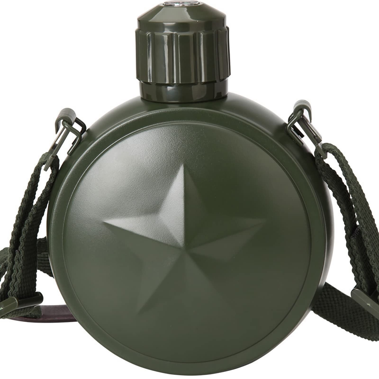 Cantil OutdoorPioneer com isolamento leve - Garrafa de água portátil de aço inoxidável de 765 ml com tampa de bússola - perfeita para caminhadas, acampamento, ciclismo e viagens - Inclui bolsa