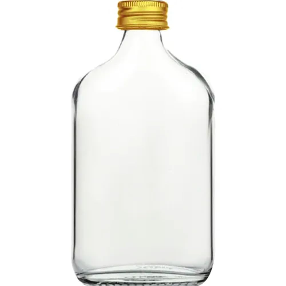 Kit 5 Garrafinhas Cantil de Bolso 160ml em Vidro com Tampa de Rosca - Amostras e Whisky (Tampa Dourada)