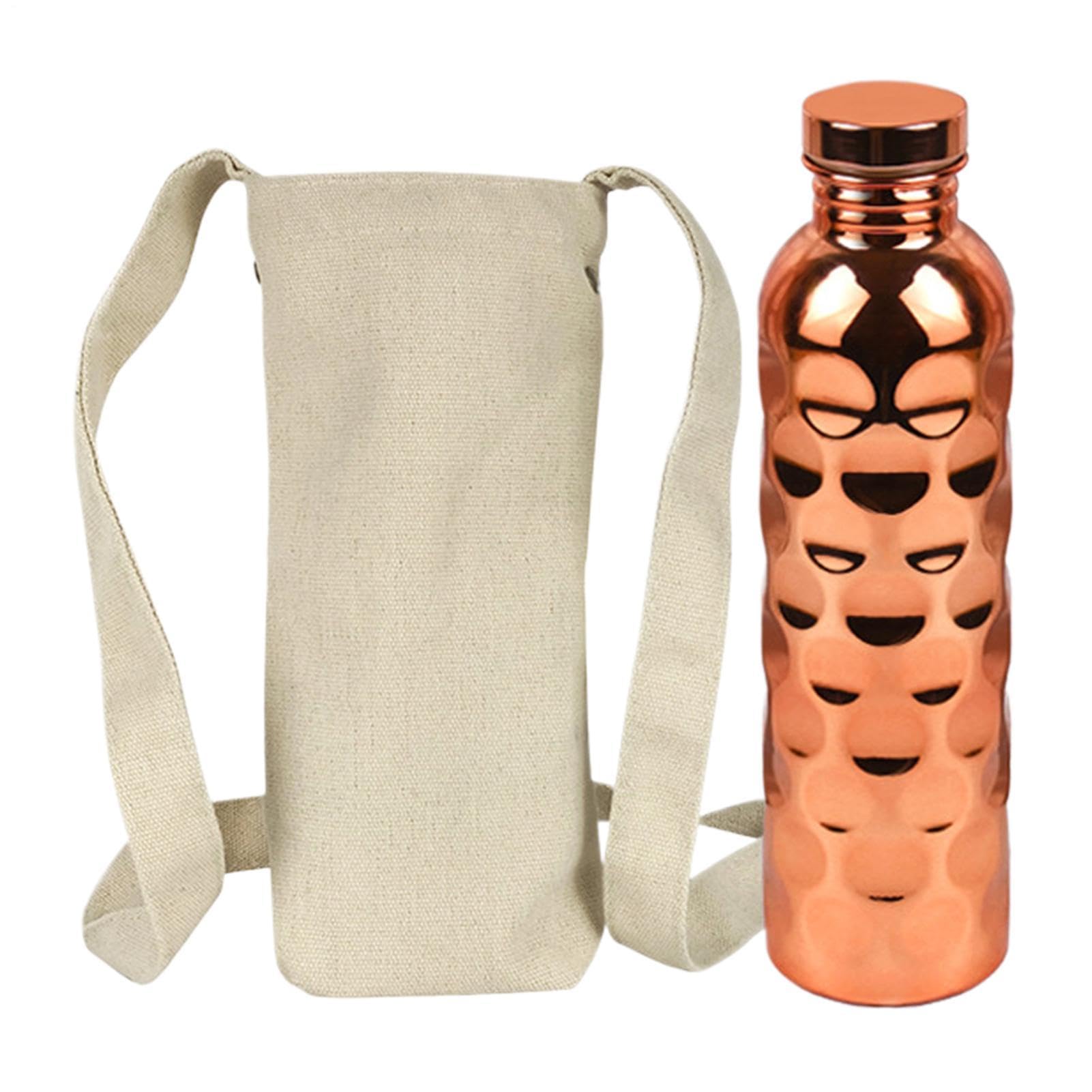 Garrafa De Água De Cobre Cantil Grande Cobre Reutilizável | Garrafa Metálica para Água de 1 Litro Para Adultos, Interior, Exterior, Ginásio, Escritório, Viagens, Campismo, Piqueniques,