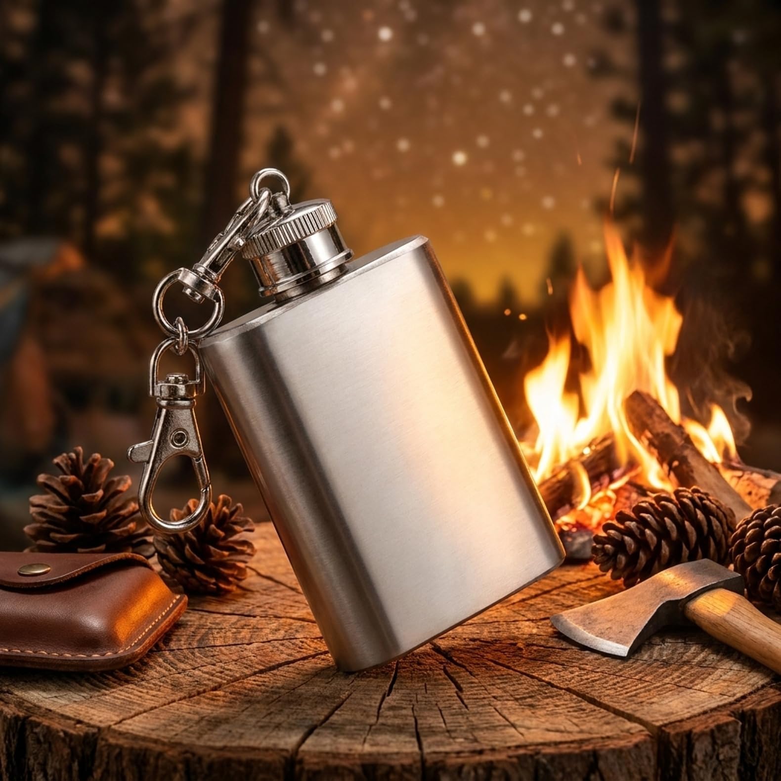 1 mini cantil portátil de aço inoxidável de 28 a 59 ml – Ideal para aventuras ao ar livre, acampamento e uso doméstico
