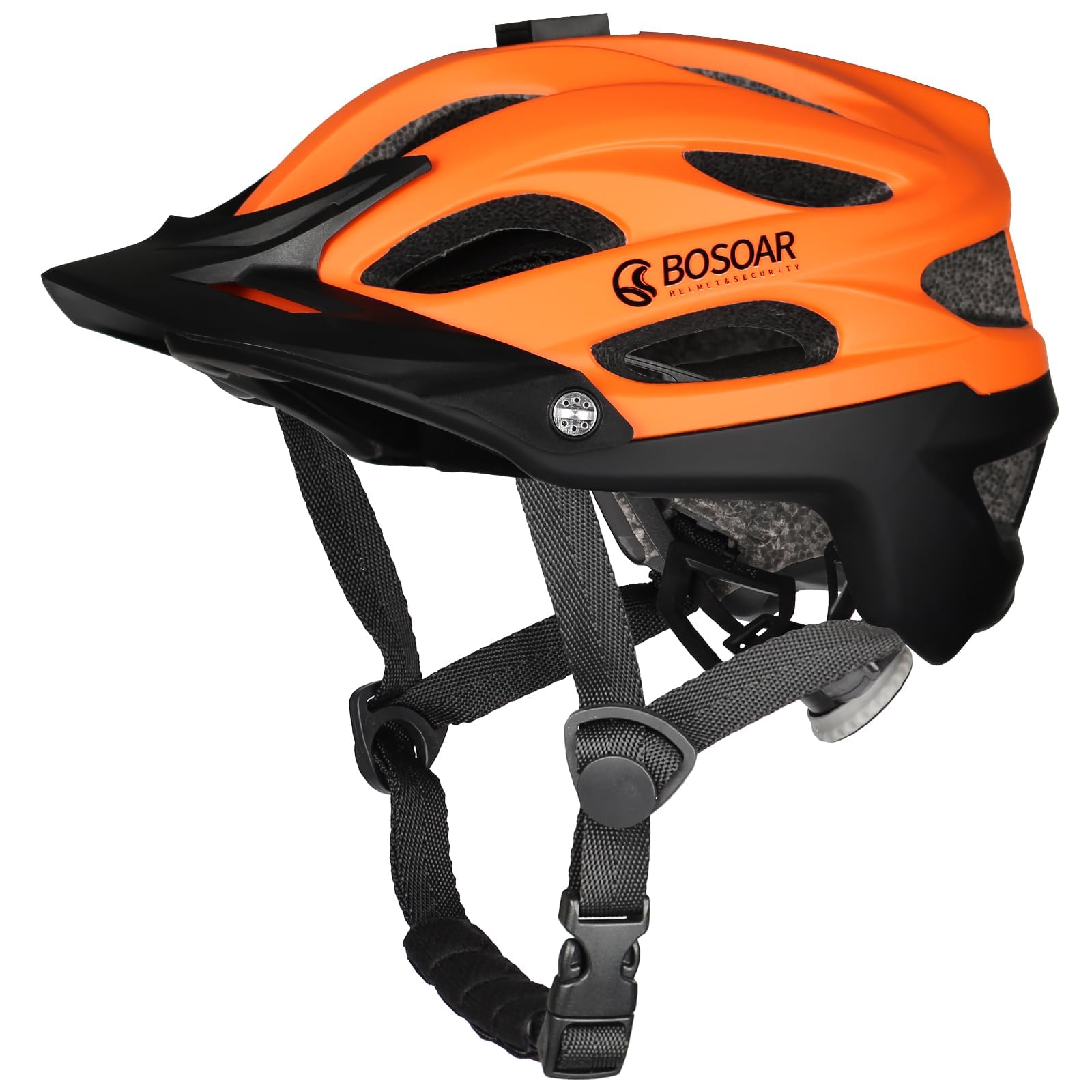 Bosoar Capacete de mountain bike, capacete de ciclismo adulto com suporte para câmera e viseira removível para homens, mulheres jovens, ajuste sugerido 55-61 cm