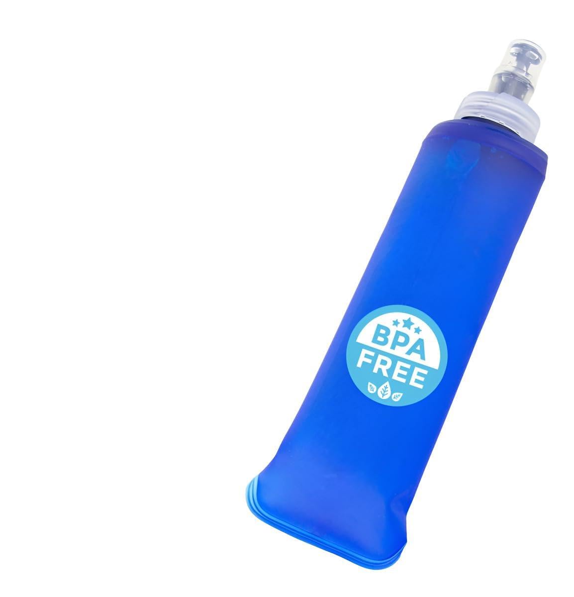 Garrafa Dobrável Soft Flash 250ml Squeeze Bico Anti Vazamento Corrida Bike Ciclismo Hidratação Reutilizável Livre de Bpa Todos Os Esportes (Azul) (Lvtech)