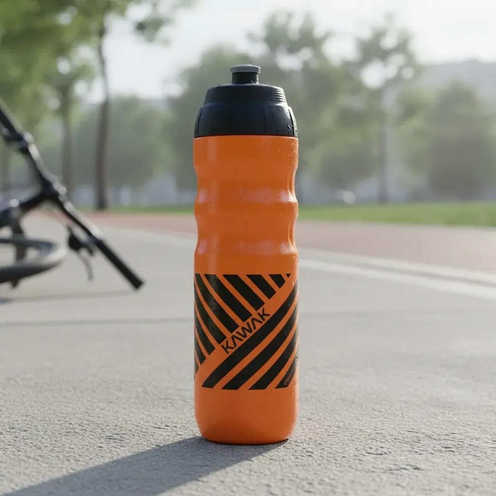 Caramanhola Bike Térmica KAWAK 550ml Laranja | Garrafa Squeeze, Para Ciclismo, Academia e Esportes, Mantém Gelado por Até 3 Horas