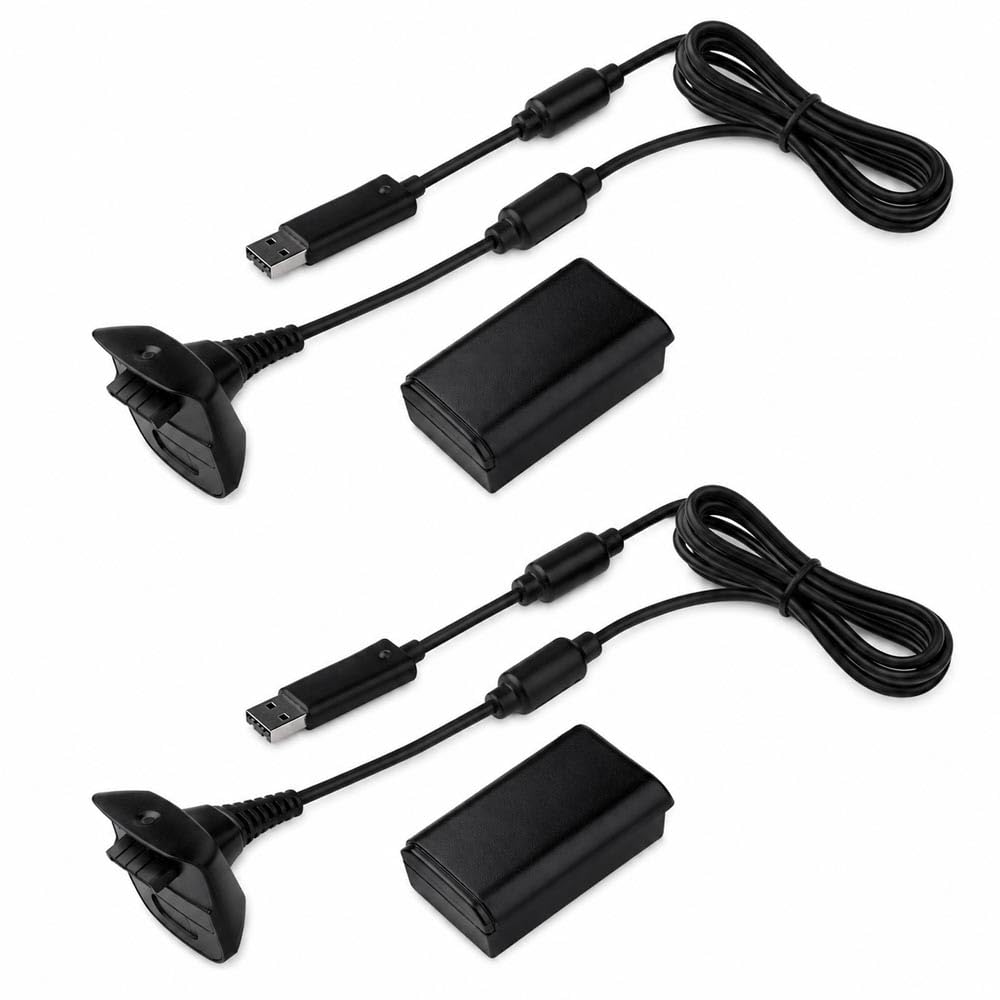 Kit 2 Baterias Carregadores Play/charge Controle Xbox 360 98.000mAh