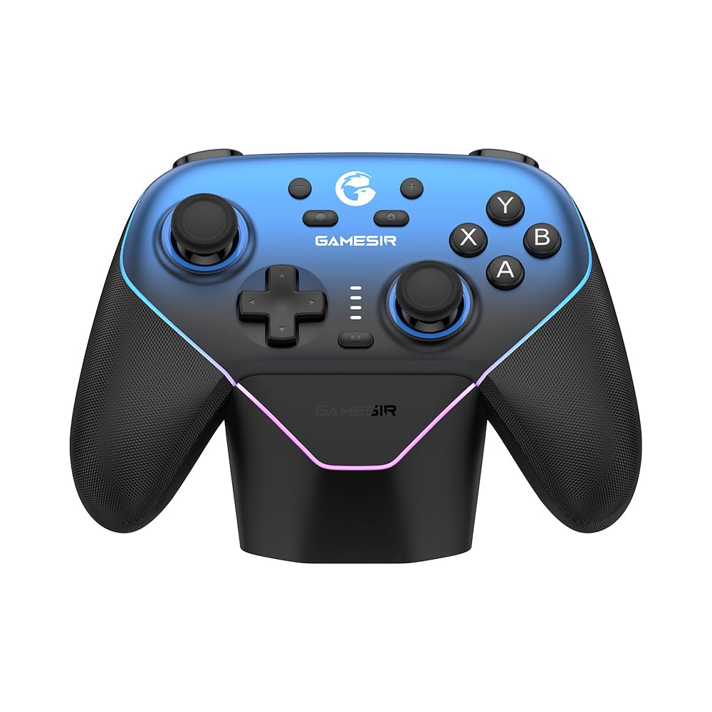 GameSir Super Nova Controle Sem Fio Bluetooth para PC/Switch/Switch 2/iOS/Android, 1000Hz, Hall Effect Anti-Drift, RGB, Dock de Carregamento, Controle Gamer Profissional - Azul