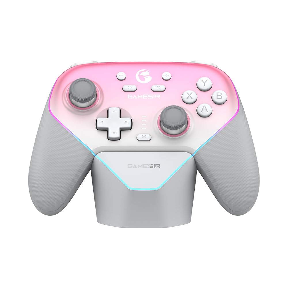 GameSir Super Nova Controle Sem Fio Bluetooth para PC/Switch/Switch 2/iOS/Android, 1000Hz, Hall Effect Anti-Drift, RGB, Dock de Carregamento, Controle Gamer Profissional - Rosa