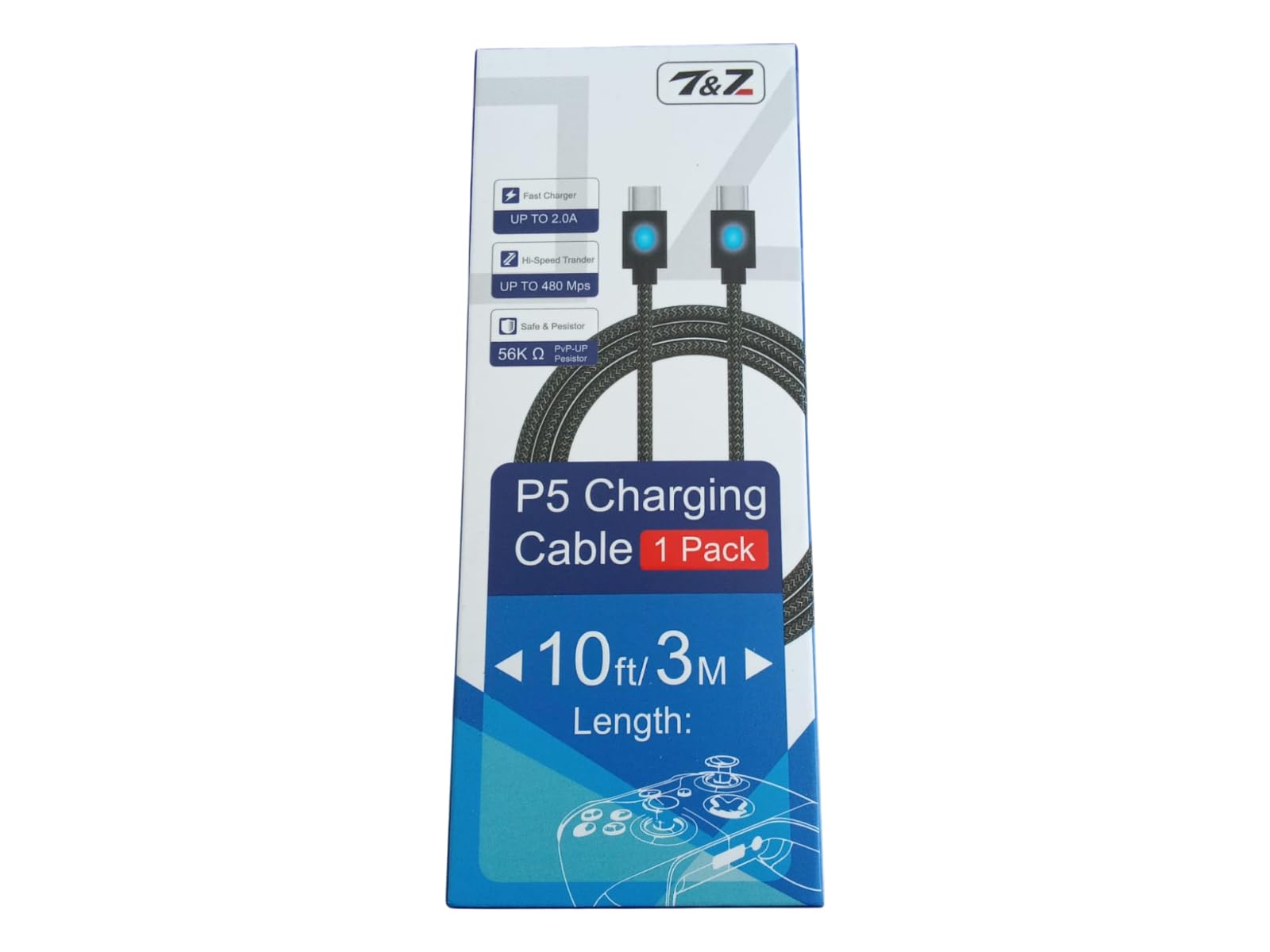 Cabo Carregador de 3 Metros para Controle de Ps5, X-box Series com Usb-c nas 2 pontas Com led