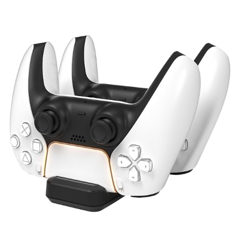 Base de Carregamento Dupla para Controles PS5 DualSense | LED, Carregador USB-C, Equipamento Seguro, Design Gamer