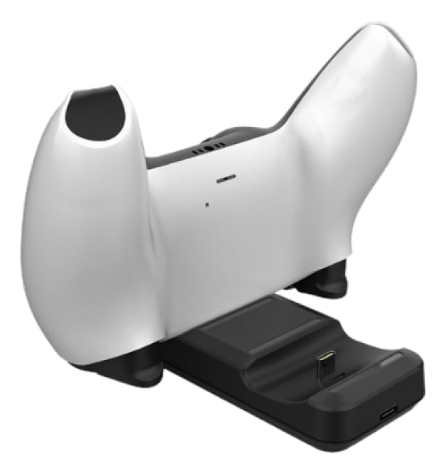 Base Carregadora Dupla para Controle PS5 DualSense com LED, Dock Station USB-C para 2 Controles, Carregamento Rápido e Seguro, Suporte Gamer Preto