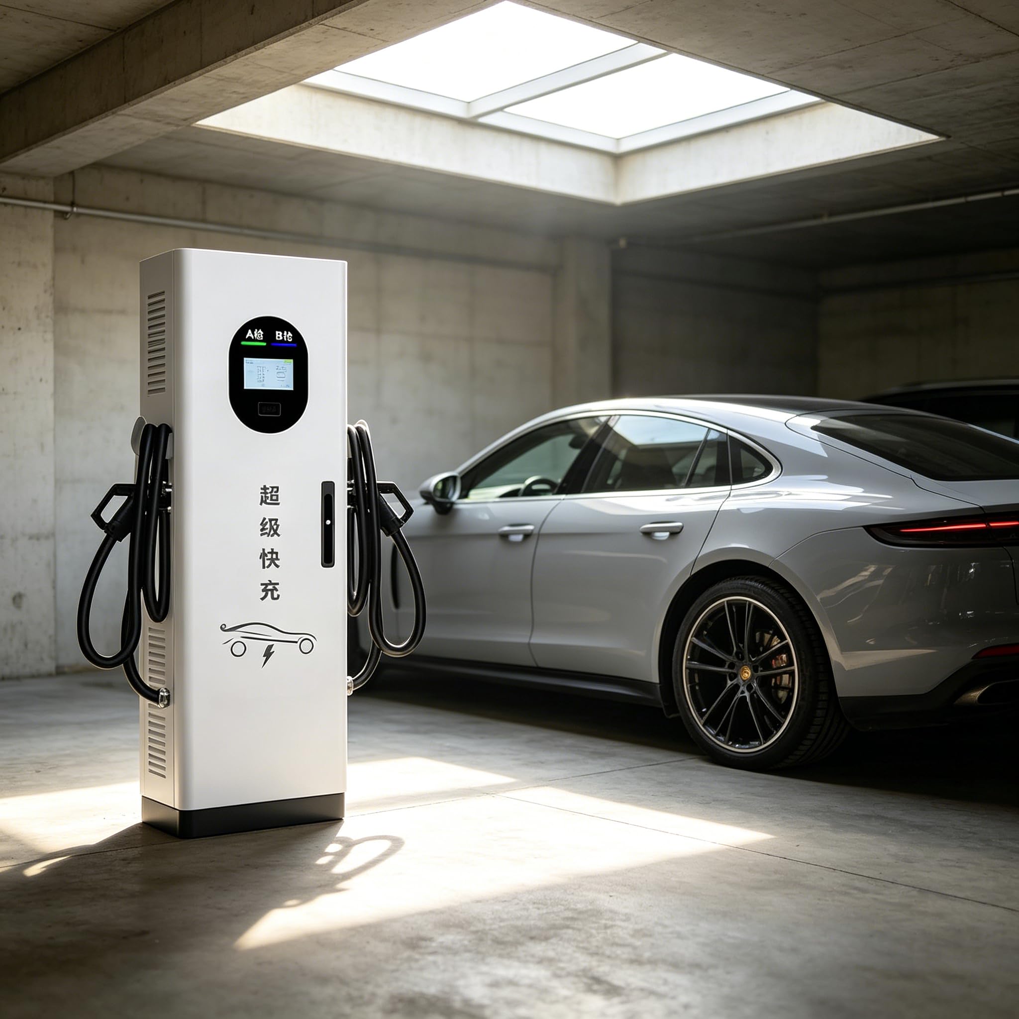 Estação de carregamento EV comercial, carregador de veículo elétrico WiFi inteligente, carregador de pedestal de controle remoto resistente, estações de carregamento de veículos elétricos de