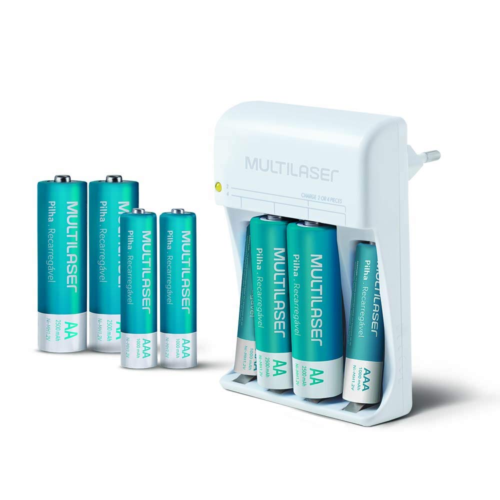 Multilaser Carregador de Pilhas Multi AA/AAA Bivolt Pilhas Incluidas - CB093