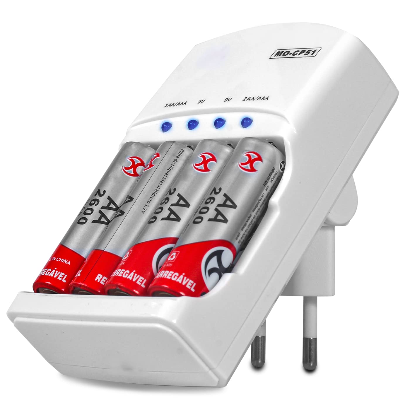 Carregador De Pilhas Aa Aaa 2600mah Recarregáveis Bateria 9v