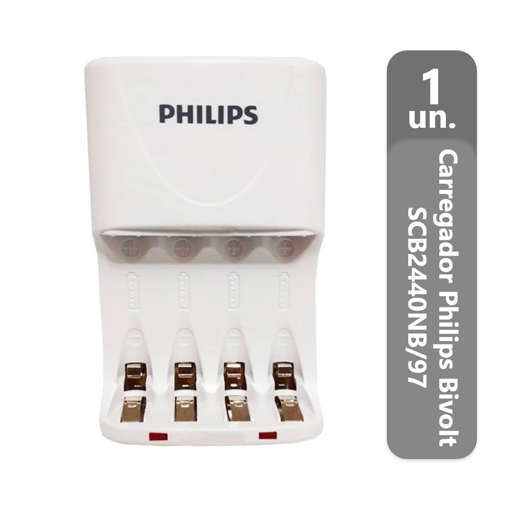 J. Junaid Jamshed Carregador de Pilhas Philips AA AAA SCB2440NB Desligamento Automático Led Bivolt Inmetro