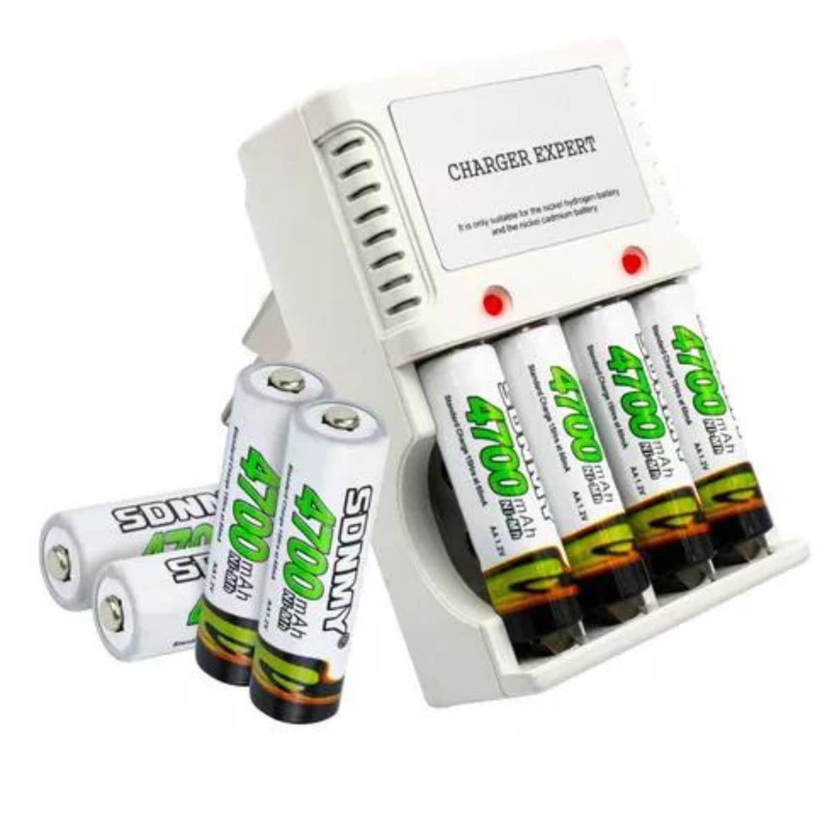 Kit Carregador de Pilhas e Bateria 9v + 8 Pilhas AA 4700mAh Recarregáveis para Brinquedos e Controles