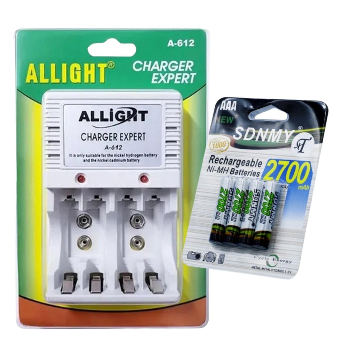 Kit Carregador de Pilhas e Baterias 9v + 4 Pilhas AAA 2700mah Recarregáveis Compatível com Controles de TV