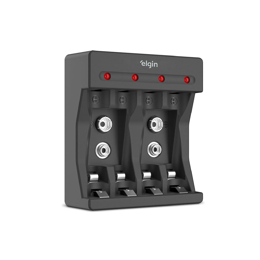 Carregador de Pilhas USB-C Elgin – Compatível com AA Comum AAA Palito Bateria 9V Bivolt