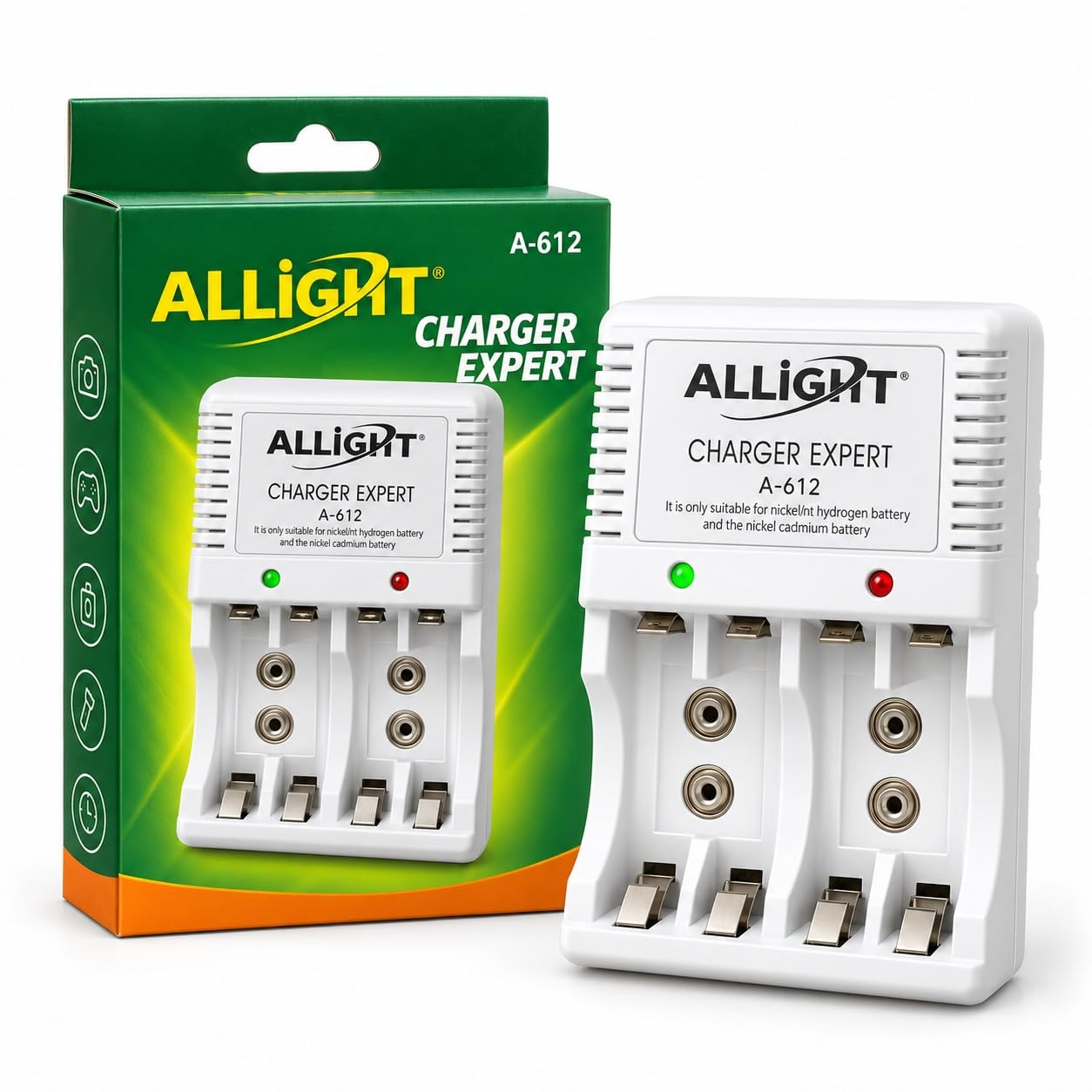Carregador de Pilhas AA, AAA e Bateria 9V Recarregáveis – Bivolt – Carrega 2 ou 4 Pilhas AA/AAA e até 2 Baterias 9V