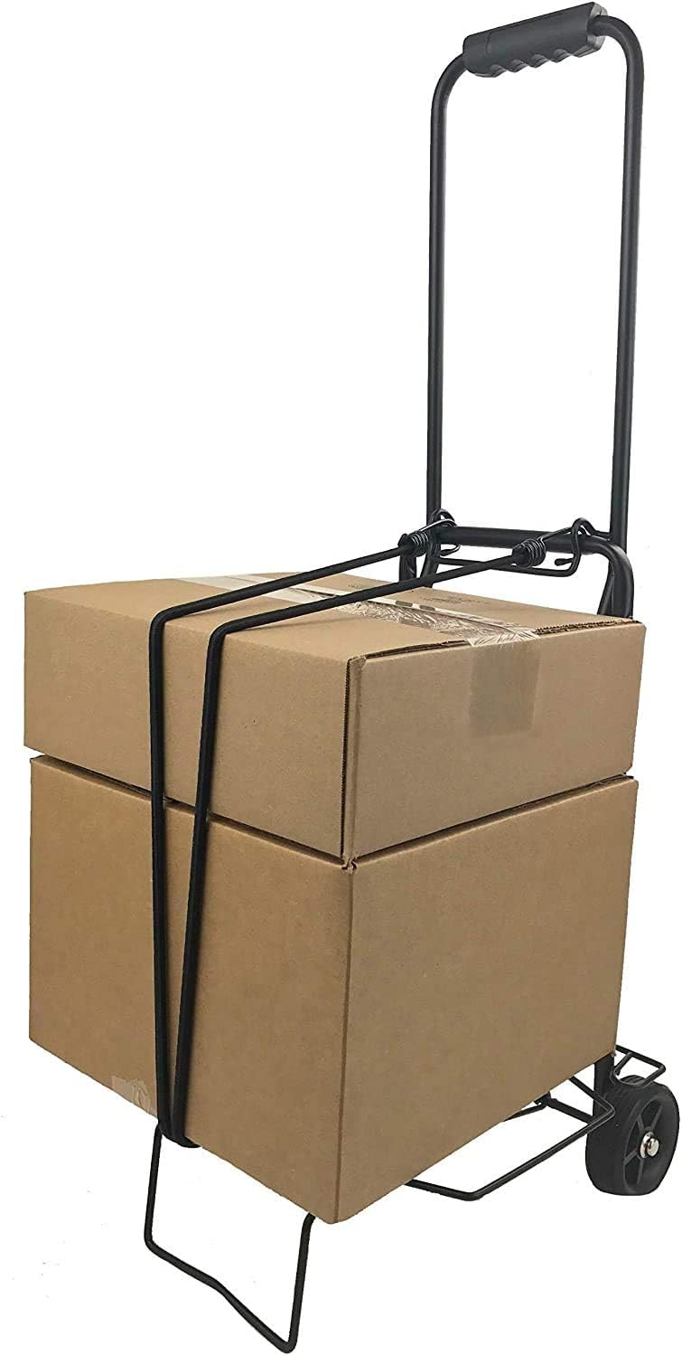 Carrinho de compras dobrável – Carrinho de mão leve de 2 rodas, carrinho utilitário portátil e dobrável, capacidade de 22,7 kg para fácil armazenamento e transporte