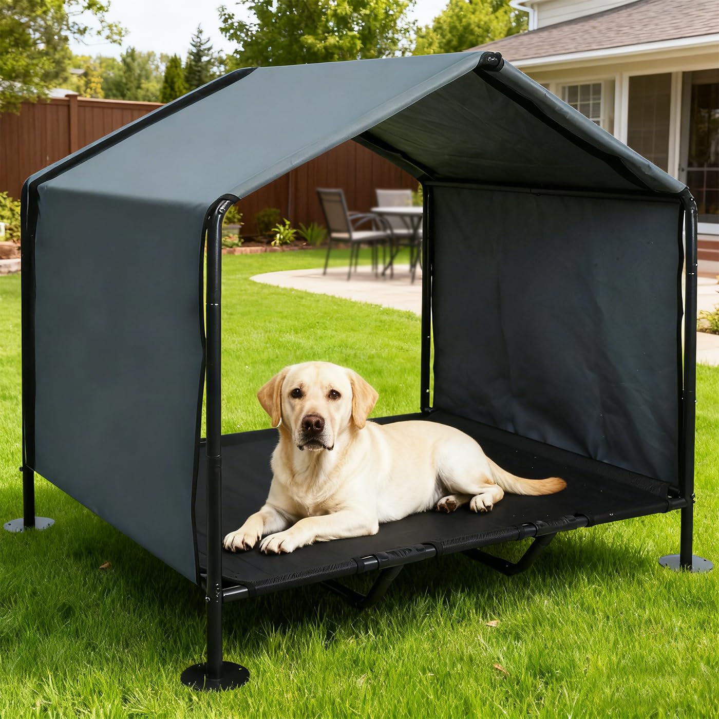 Casinha De Cachorro Para Uso Externo, Ideal Para Cães De Grande Porte. Cama Elevada Com Cobertura Removível À Prova D'Água E Proteção Solar. Abrigo Portátil Para Animais De Estimação, Perfeito