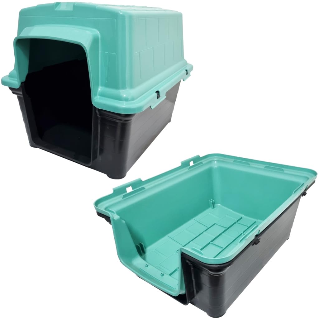 Casa Casinha Cães Cachorro Gato Porte Pequeno Protege Plástico Frio Conforto Furacão Pet Iglu N2(QUADRADAERDE CLARO)