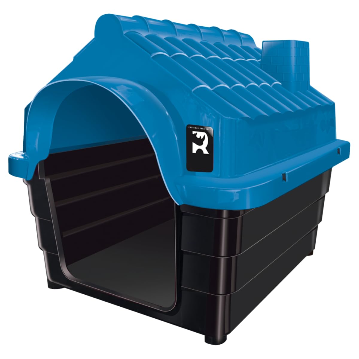 Casa Casinha para Cachorro N3 Plástico Resistente Desmontável Telhado Inclinado Proteção contra Chuva e Vento 48x39x37cm para Cães Pequenos Azul