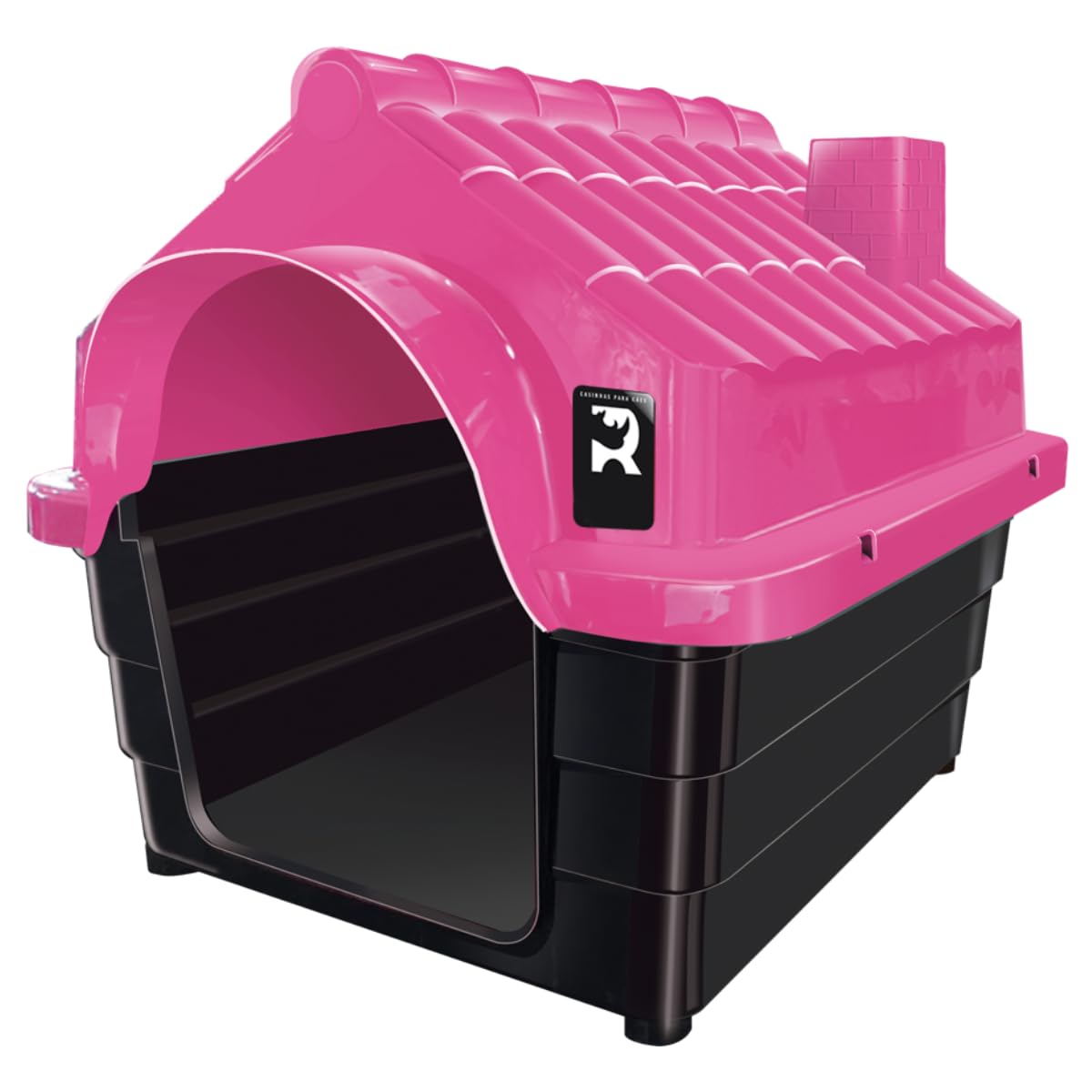Casa Casinha para Cachorro N3 Plástico Resistente Desmontável Telhado Inclinado Proteção contra Chuva e Vento 48x39x37cm para Cães Pequenos Rosa